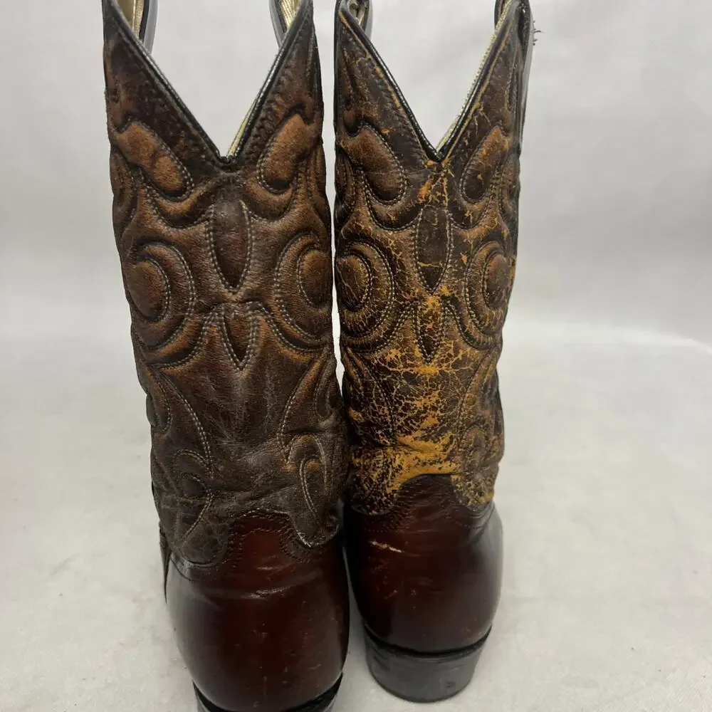 Vintage Wrangler Cowboy Western Boots Men’s 9 EE Brown Distressed 5115